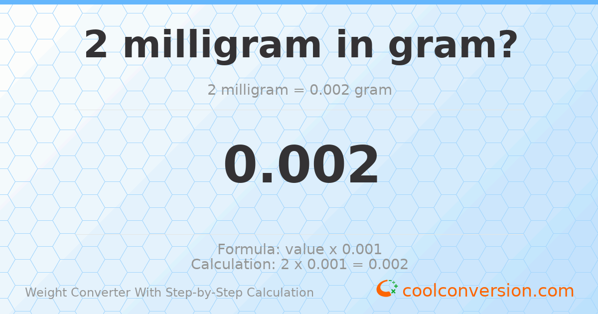 2 milligrams = 0.002 grams