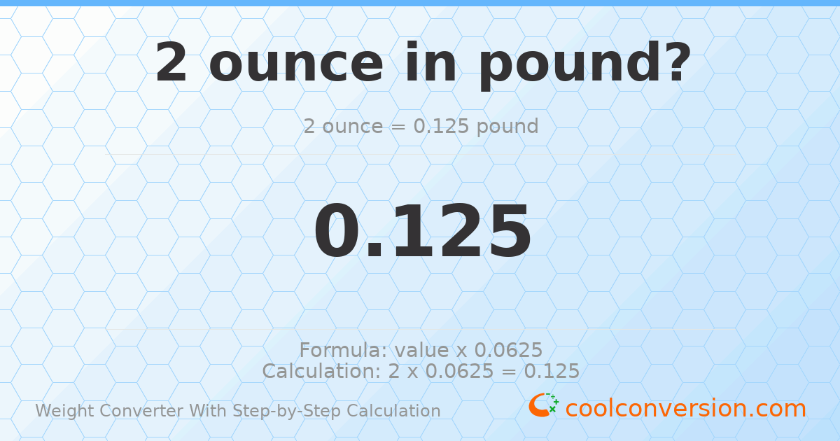 2 ounces = 0.125 pounds