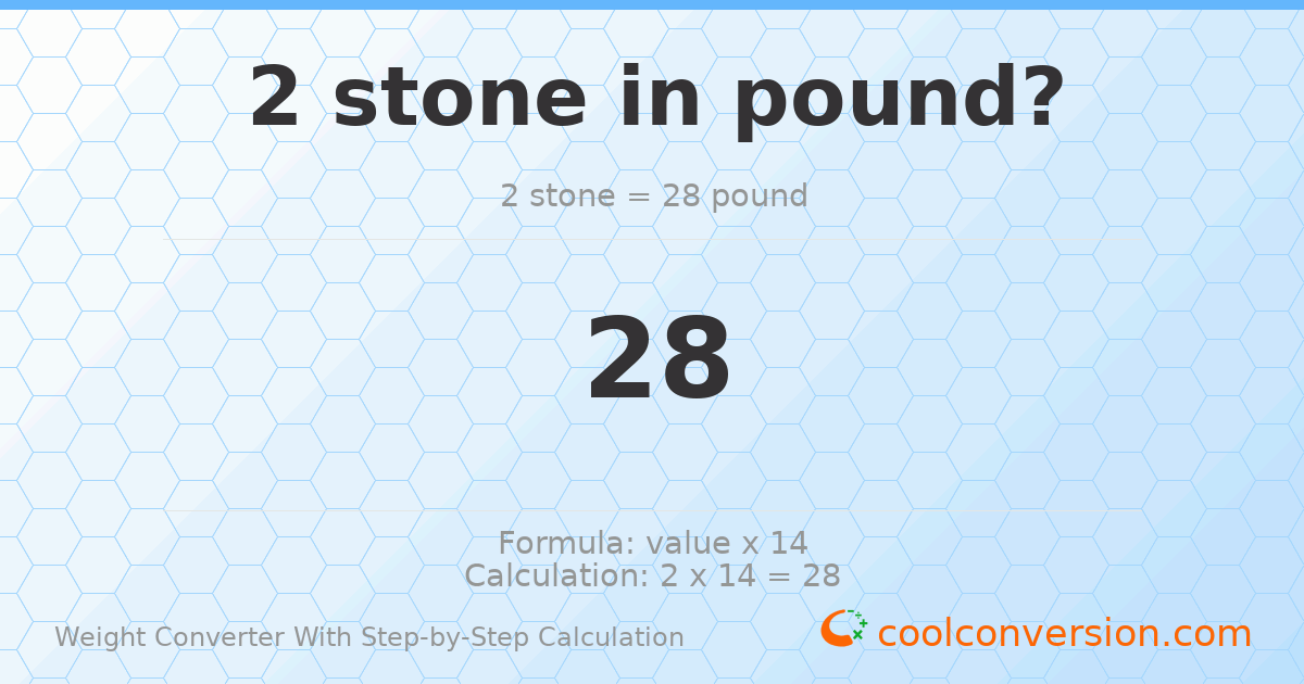 2 stones = 28 pounds