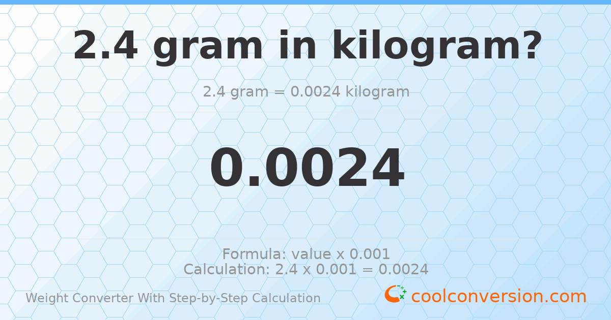 2.4 grams = 0.0024 kilograms