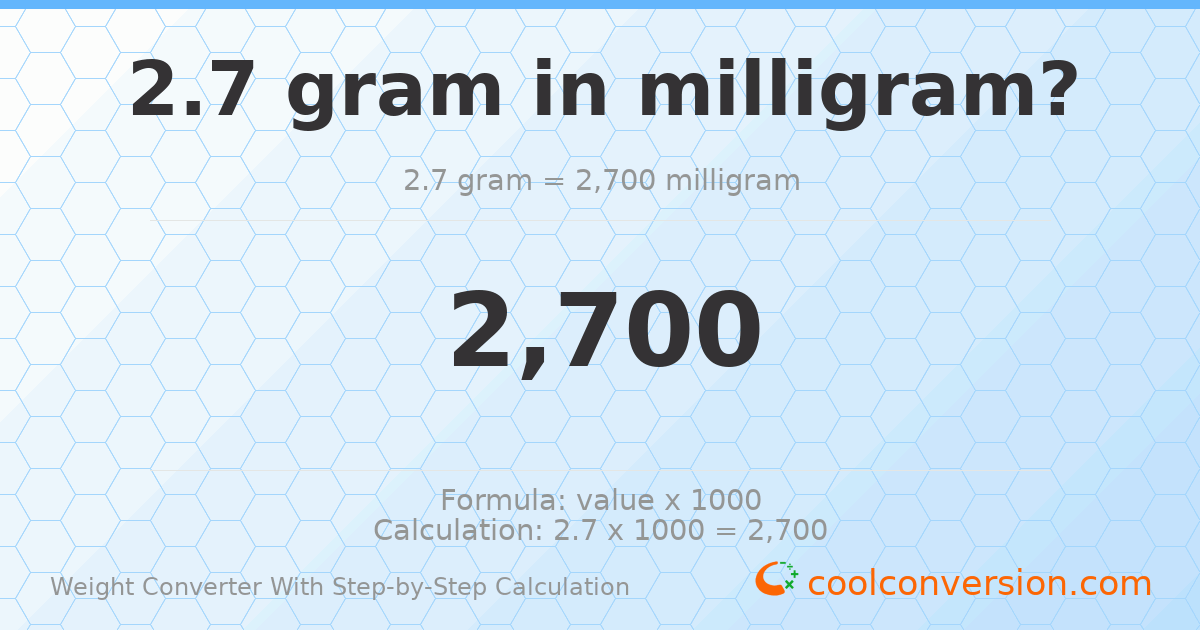 2.7 grams = 2700 milligrams