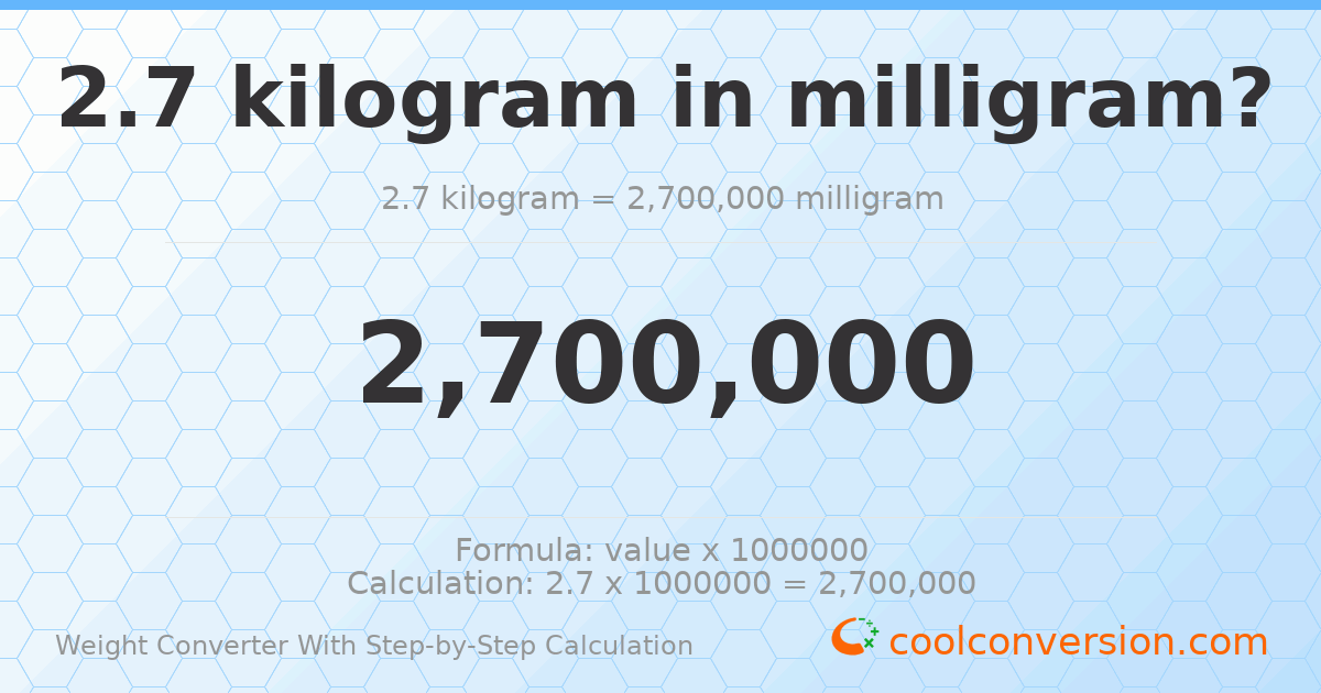 2.7 kilograms = 2700000 milligrams