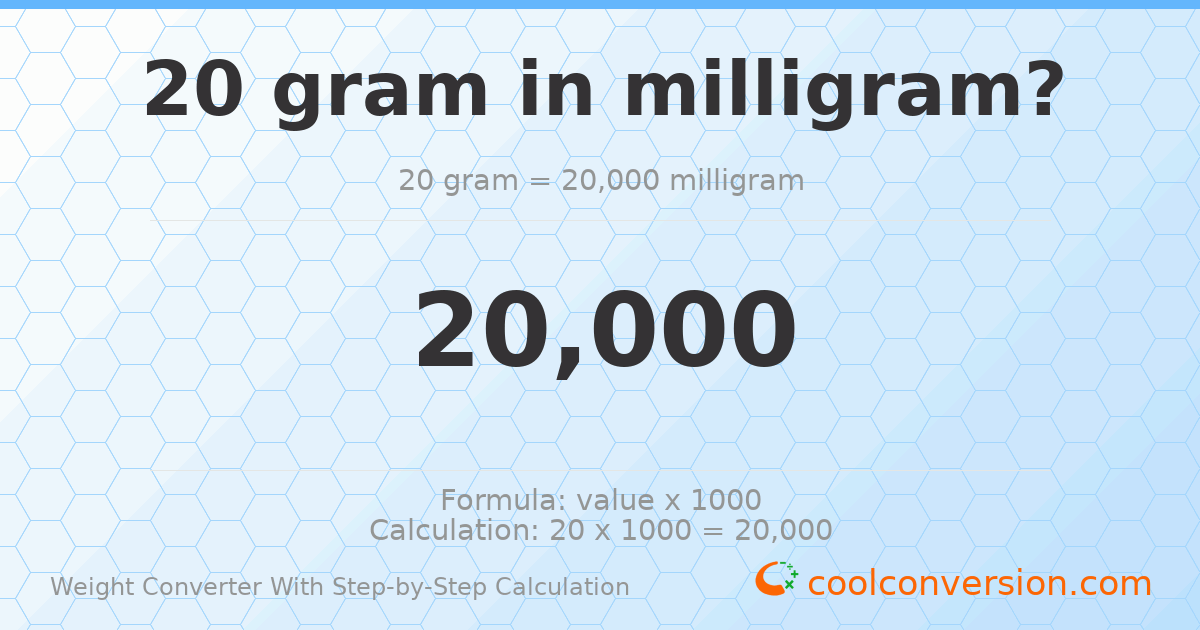 20 grams = 20000 milligrams