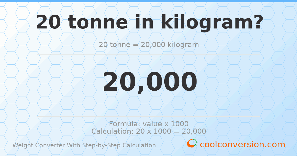 20 tonnes = 20000 kilograms