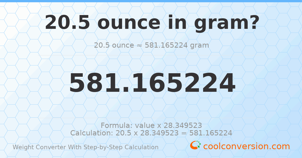 20.5 ounces = 581.165 grams