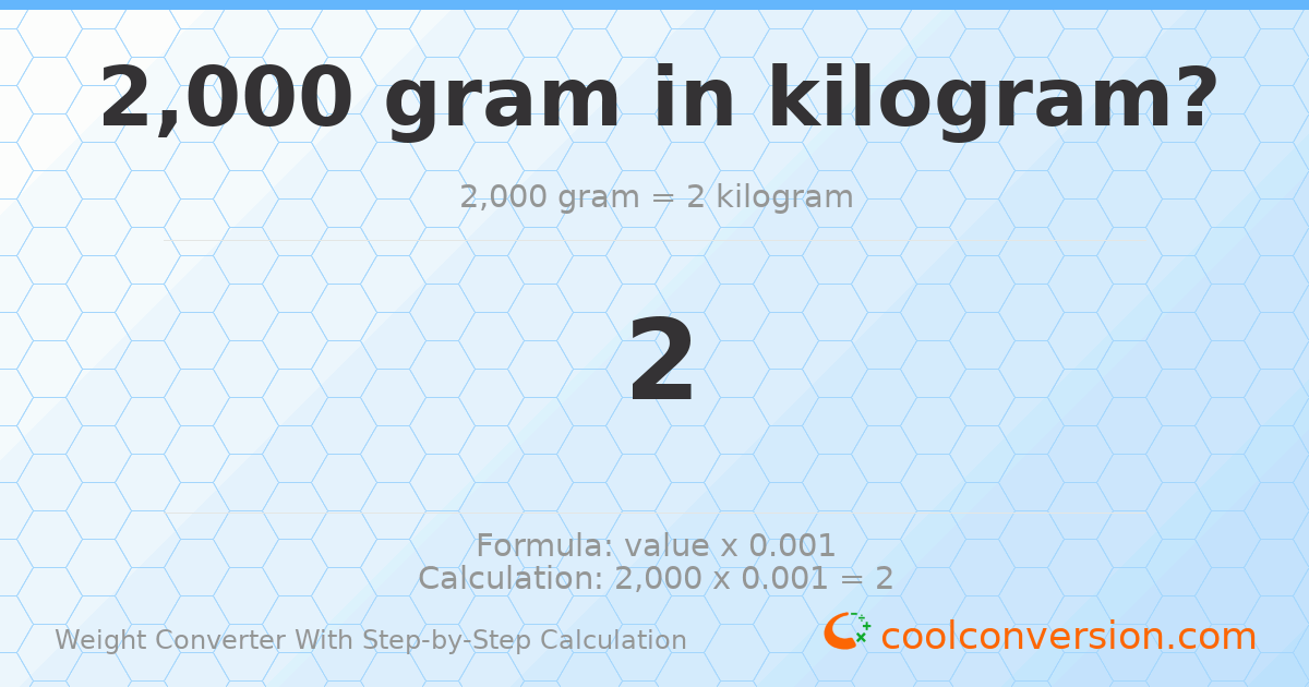 2000 grams = 2 kilograms