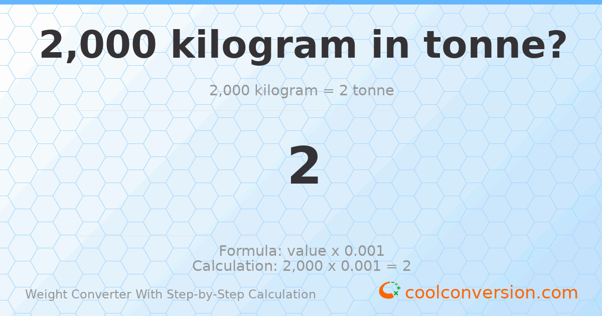 2000 kilograms = 2 tonnes