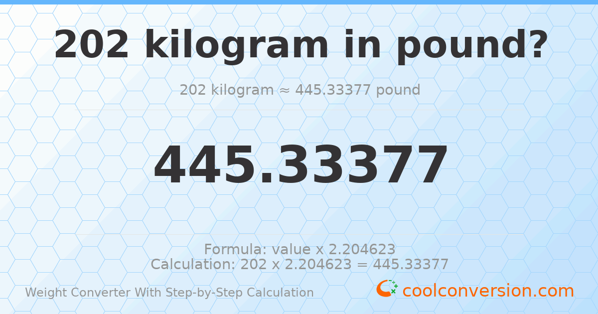 202 kilograms = 445.334 pounds