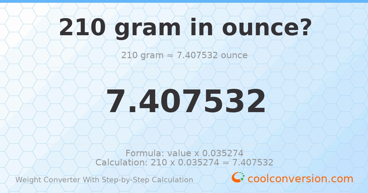210 grams = 7.40753 ounces