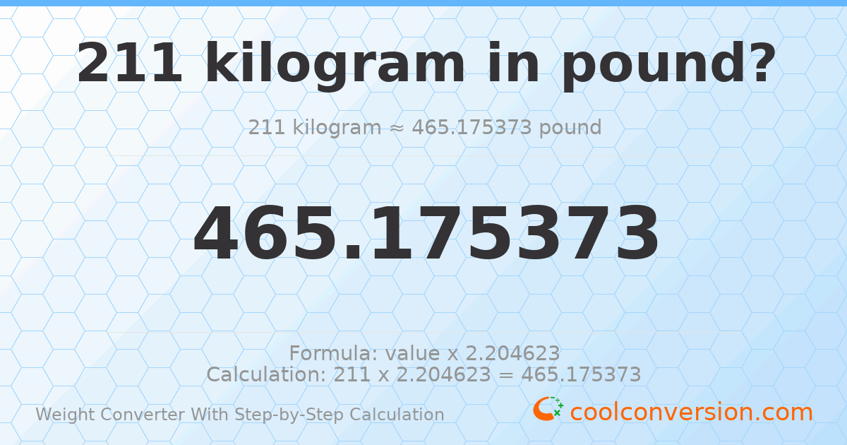 211 kilograms = 465.175 pounds