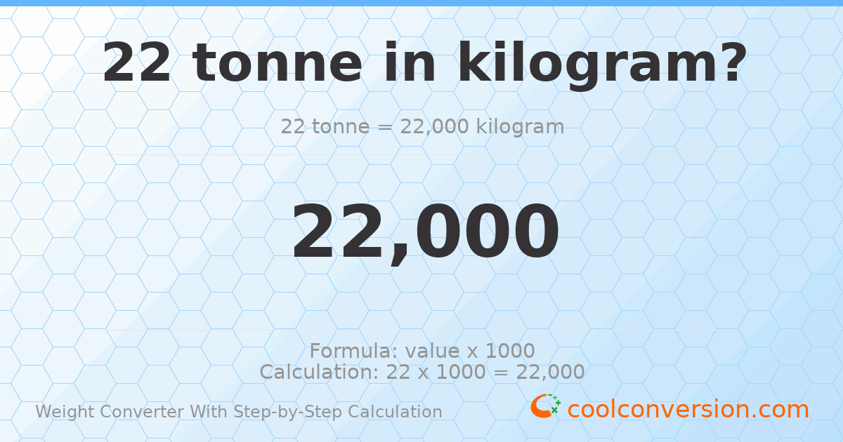 22 tonnes = 22000 kilograms