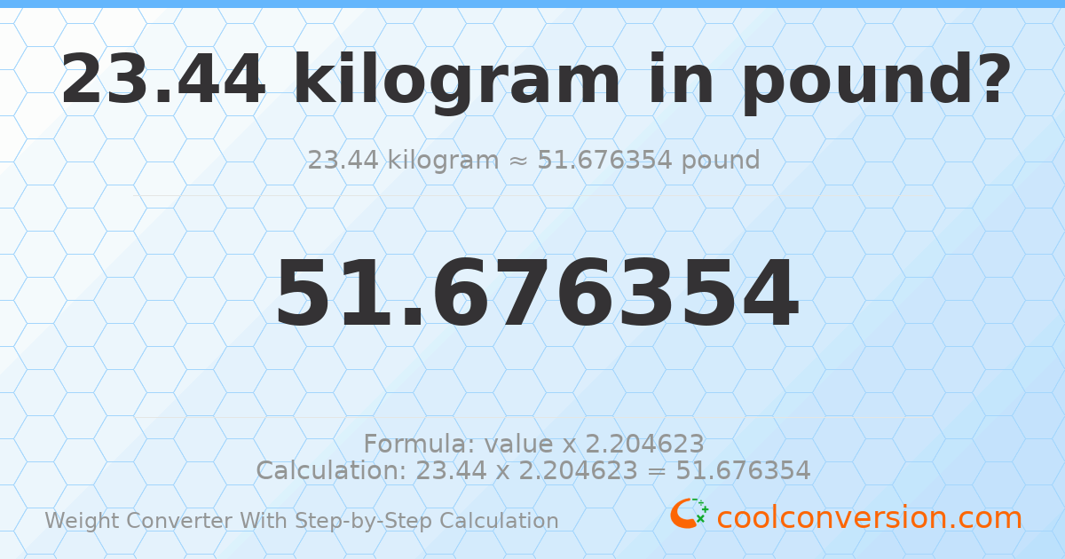 23.44 kilograms = 51.6764 pounds