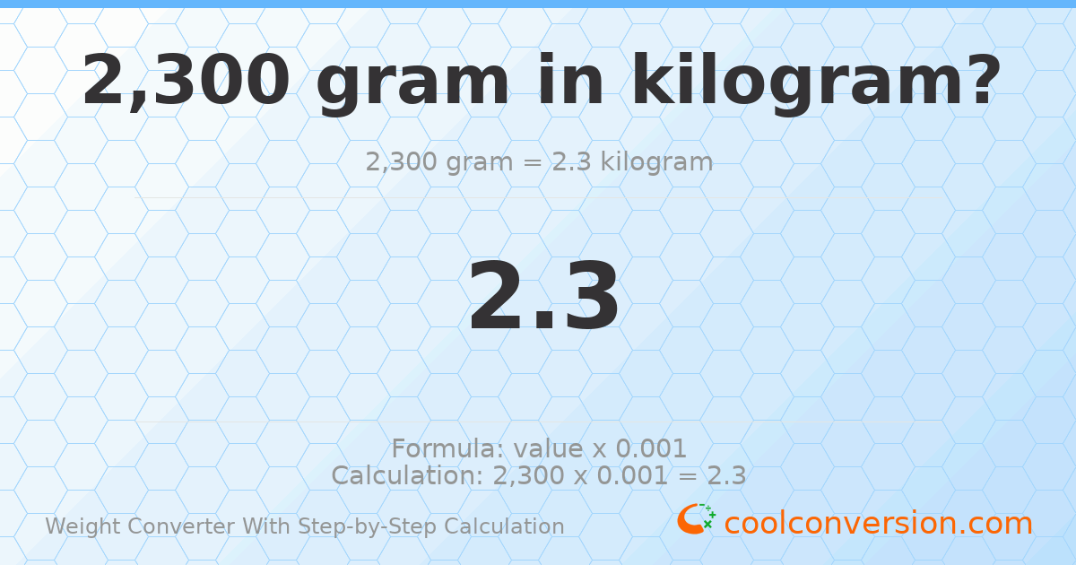 2300 grams = 2.3 kilograms