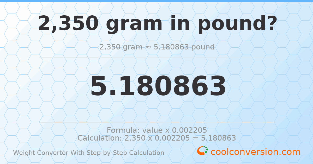 2350 grams = 5.18086 pounds