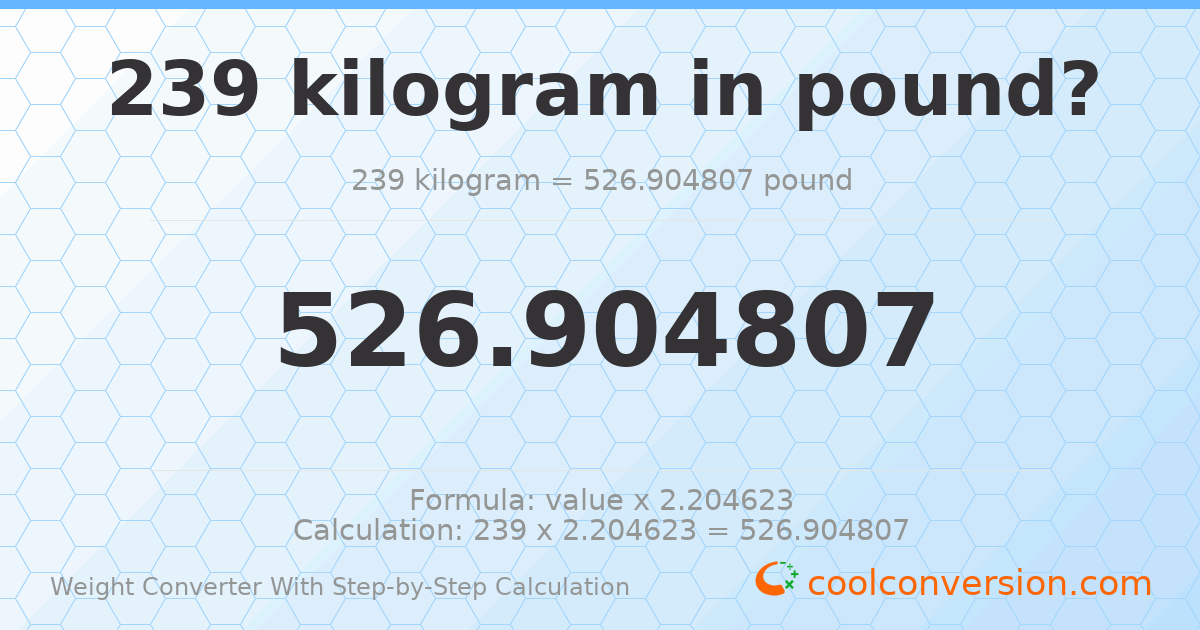 239 kilograms = 526.905 pounds