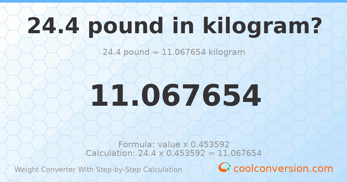 24.4 pounds = 11.0677 kilograms