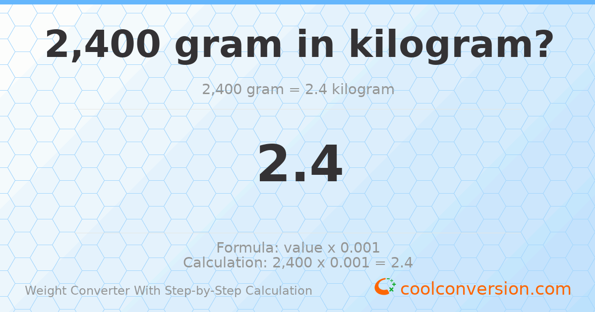 2400 grams = 2.4 kilograms