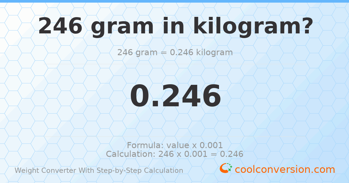 246 grams = 0.246 kilograms