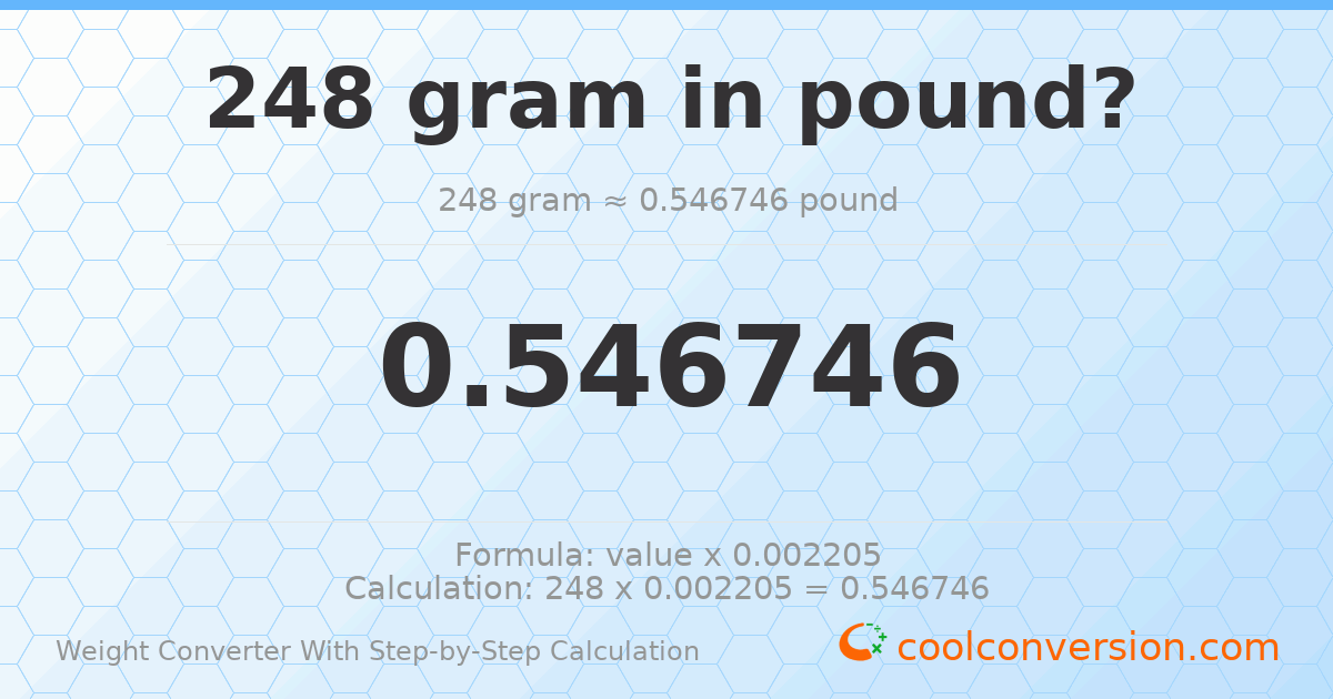 248 grams = 0.546746 pounds