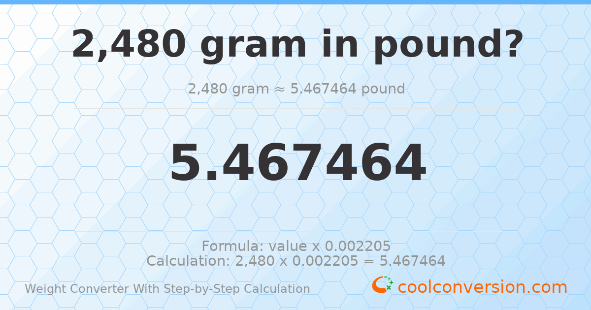 2480 grams = 5.46746 pounds