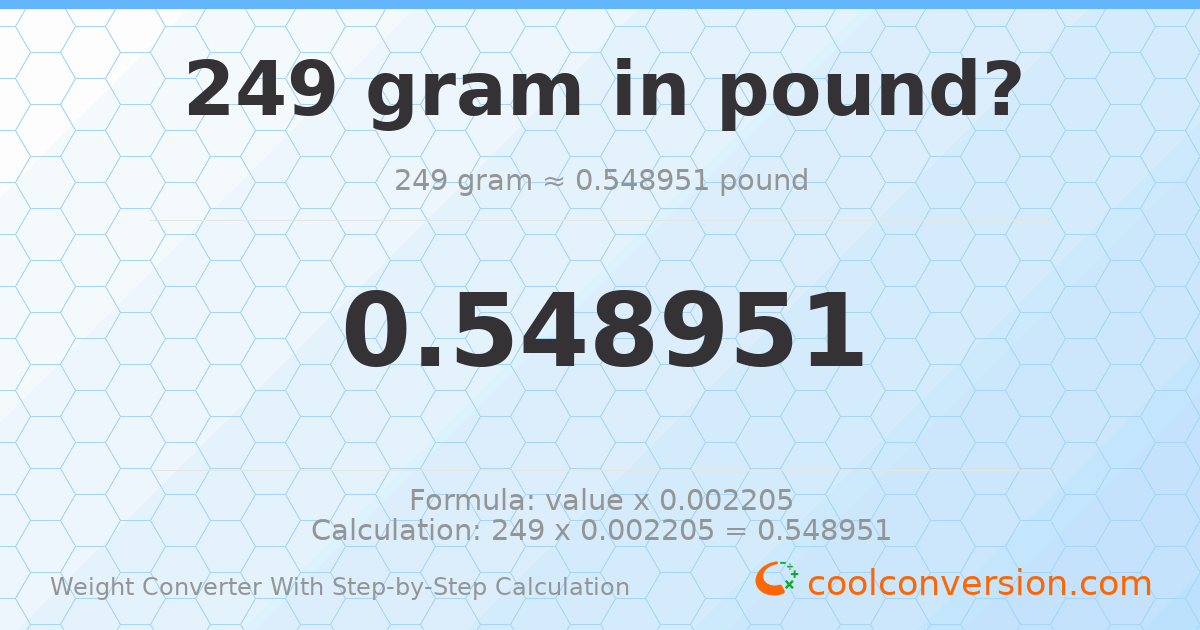 249 grams = 0.548951 pounds