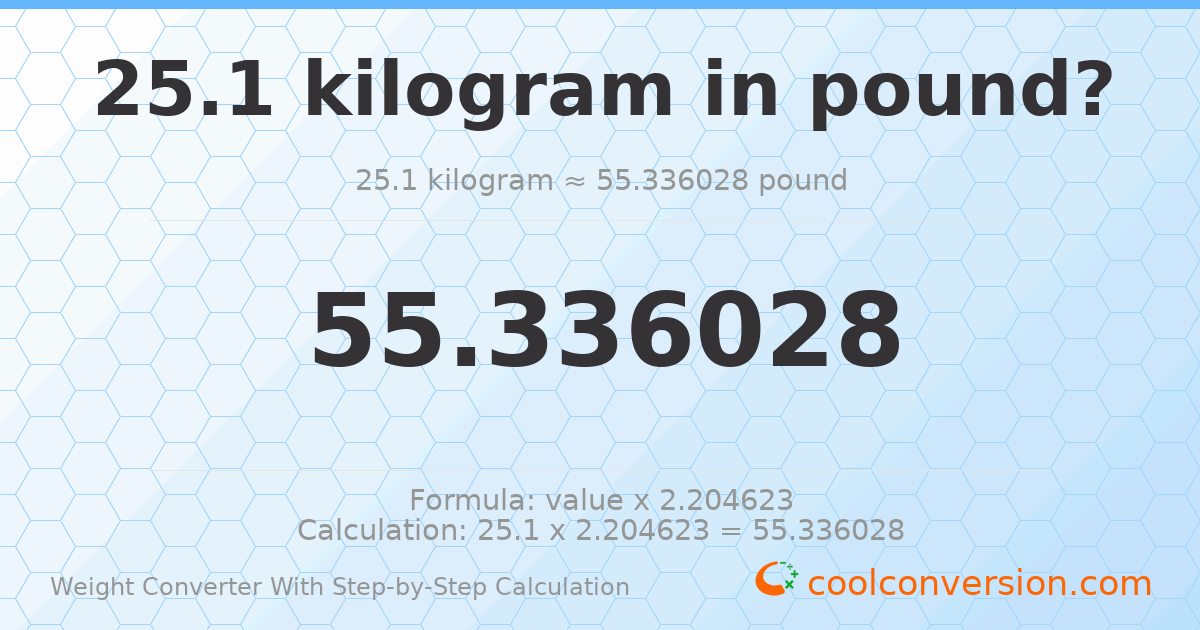 25.1 kilograms = 55.336 pounds