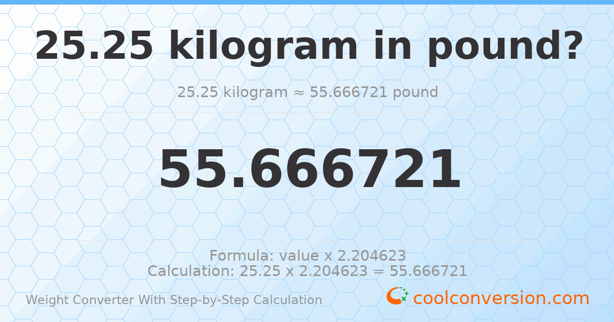 25.25 kilograms = 55.6667 pounds