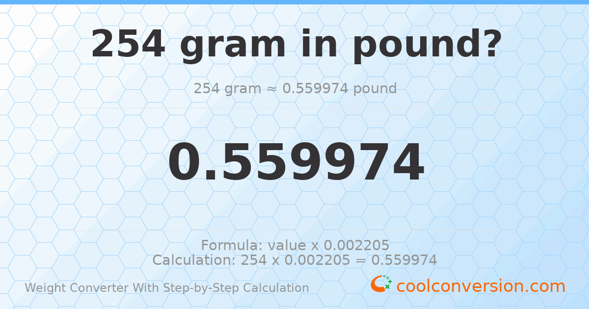 254 grams = 0.559974 pounds