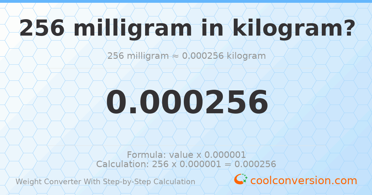 256 milligrams = 0.000256 kilograms