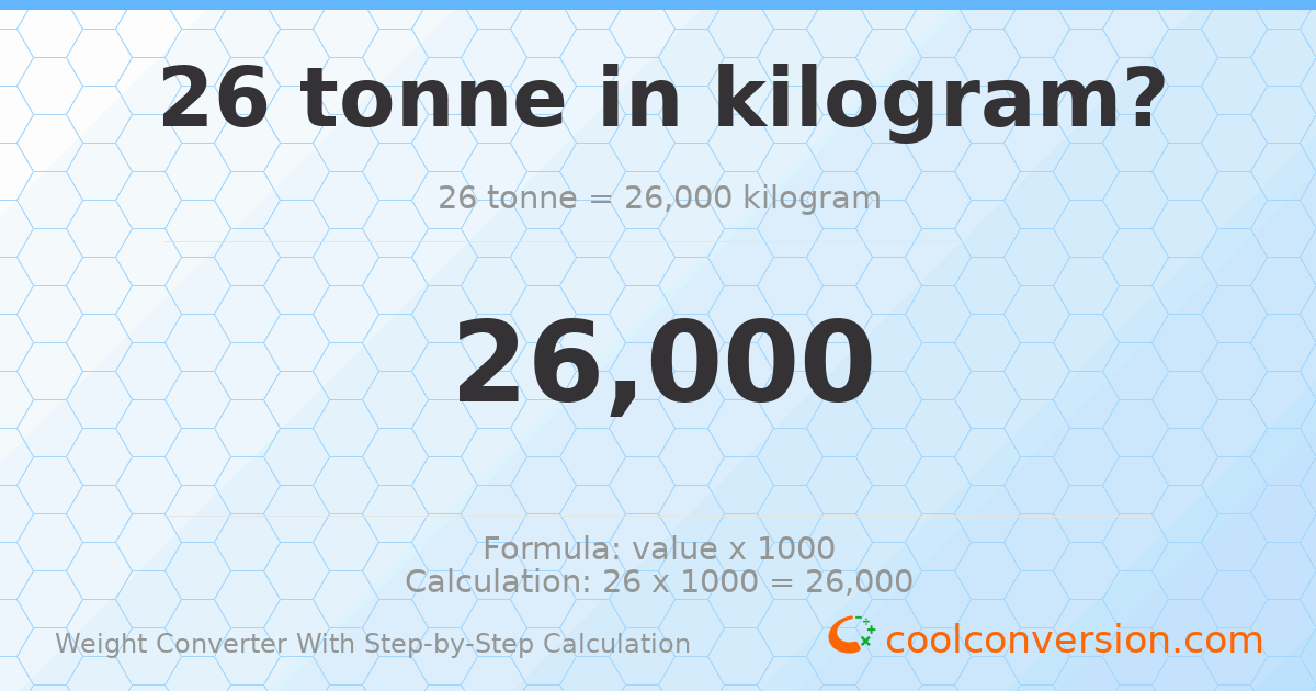 26 tonnes = 26000 kilograms