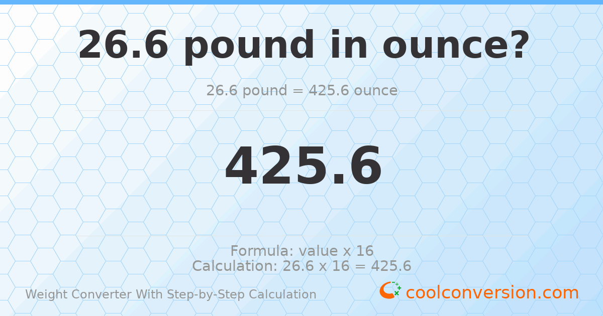 26.6 pounds = 425.6 ounces
