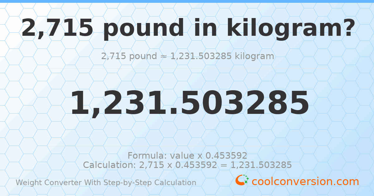 2715 pounds = 1231.5 kilograms