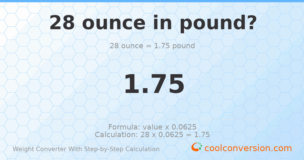 28 ounces = 1.75 pounds