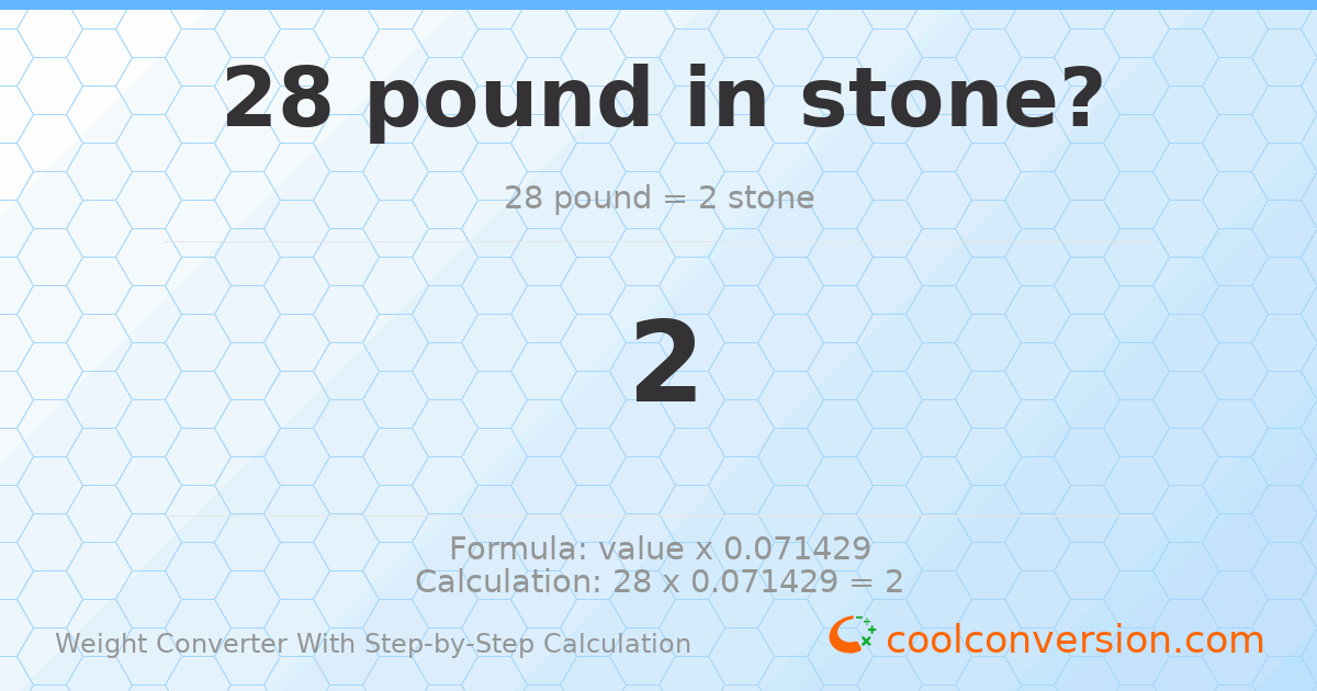 28 pounds = 2 stones
