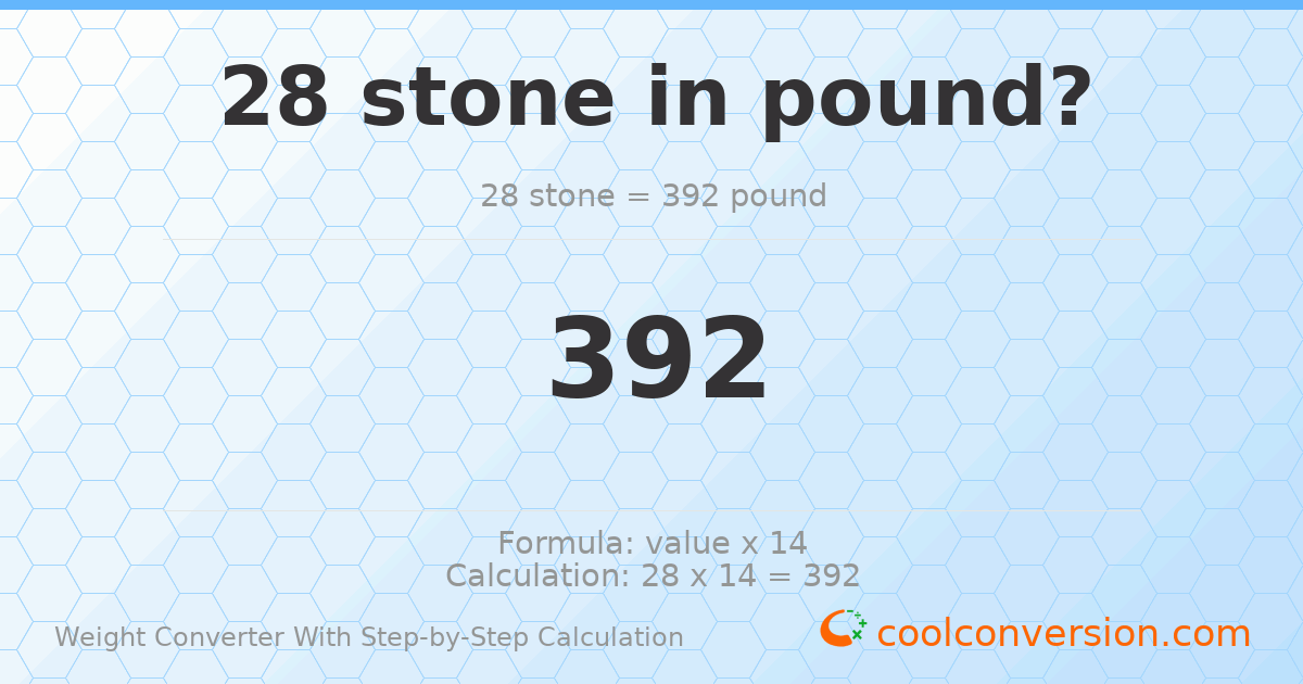 28 stones = 392 pounds