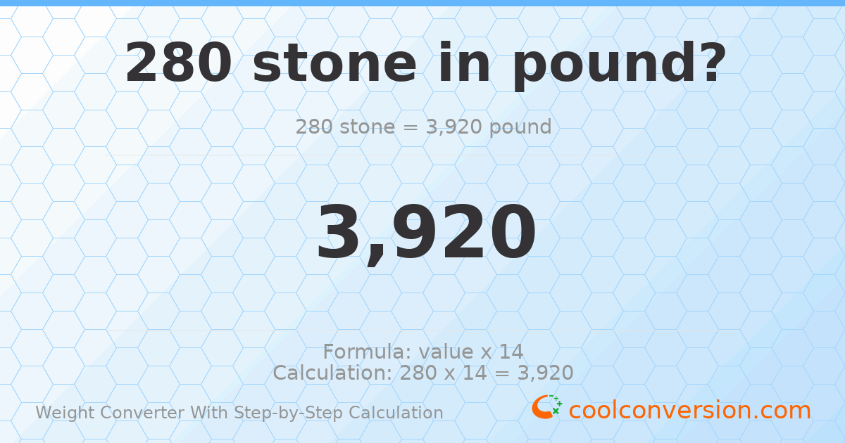 280 stones = 3920 pounds
