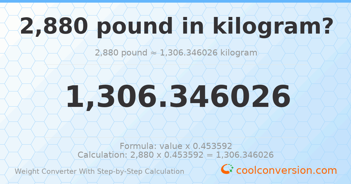 2880 pounds = 1306.35 kilograms