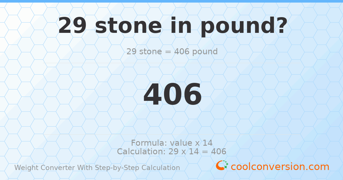 29 stones = 406 pounds