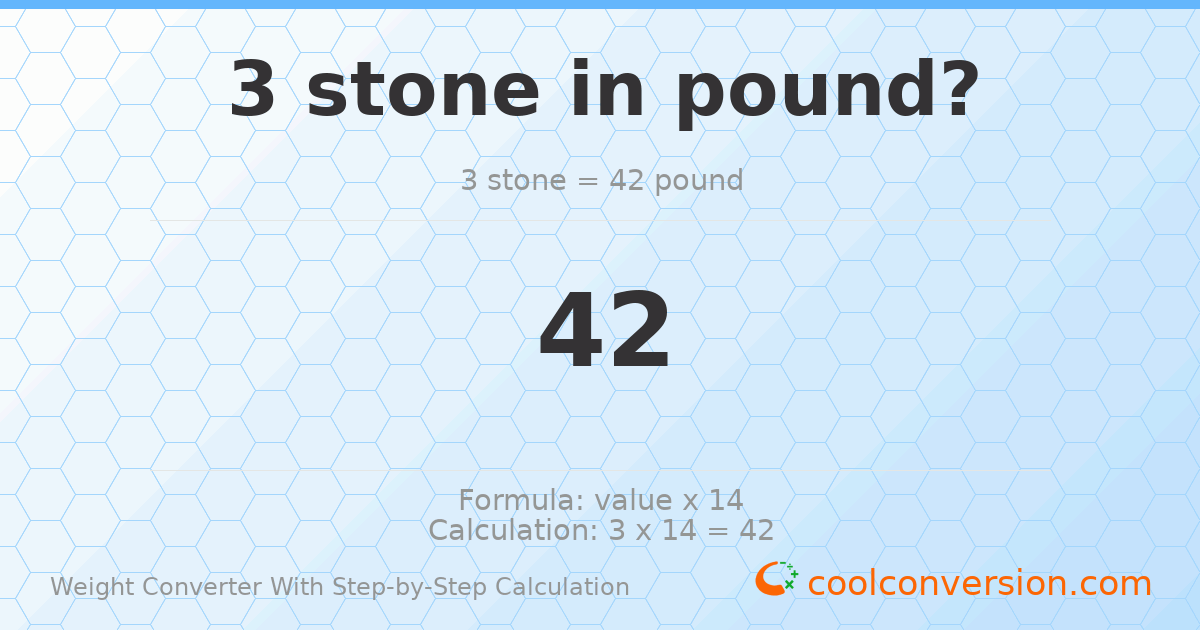 3 stones = 42 pounds