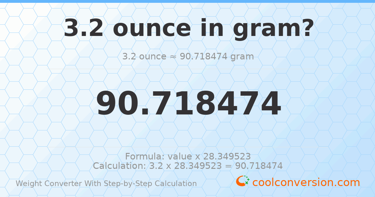 3.2 ounces = 90.7185 grams