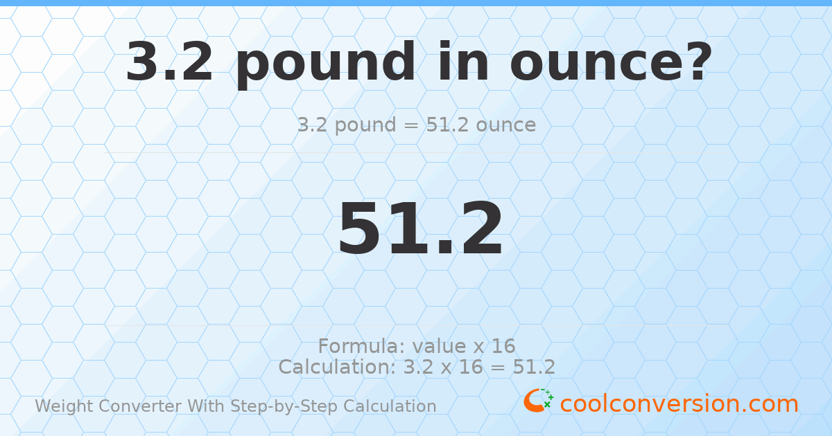3.2 pounds = 51.2 ounces