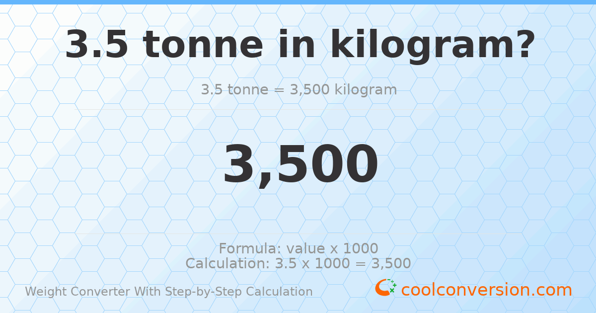 3.5 tonnes = 3500 kilograms
