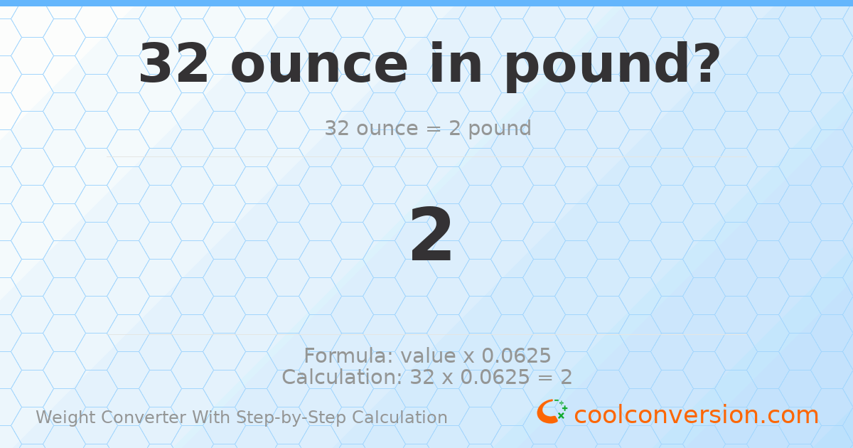 32 ounces = 2 pounds