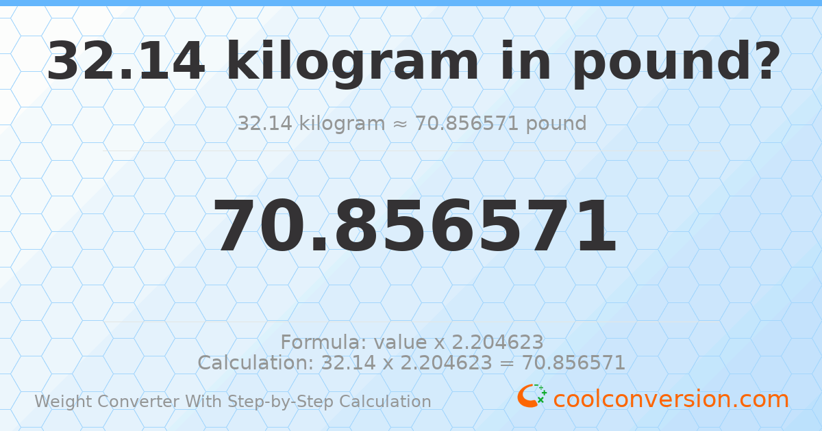 32.14 kilograms = 70.8566 pounds
