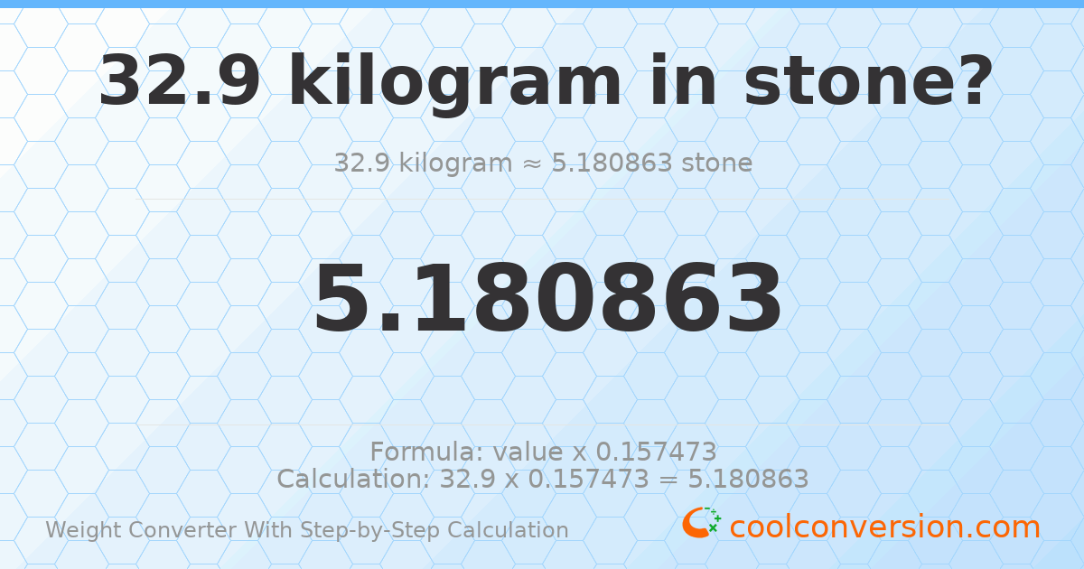 32.9 kilograms = 5.18086 stones