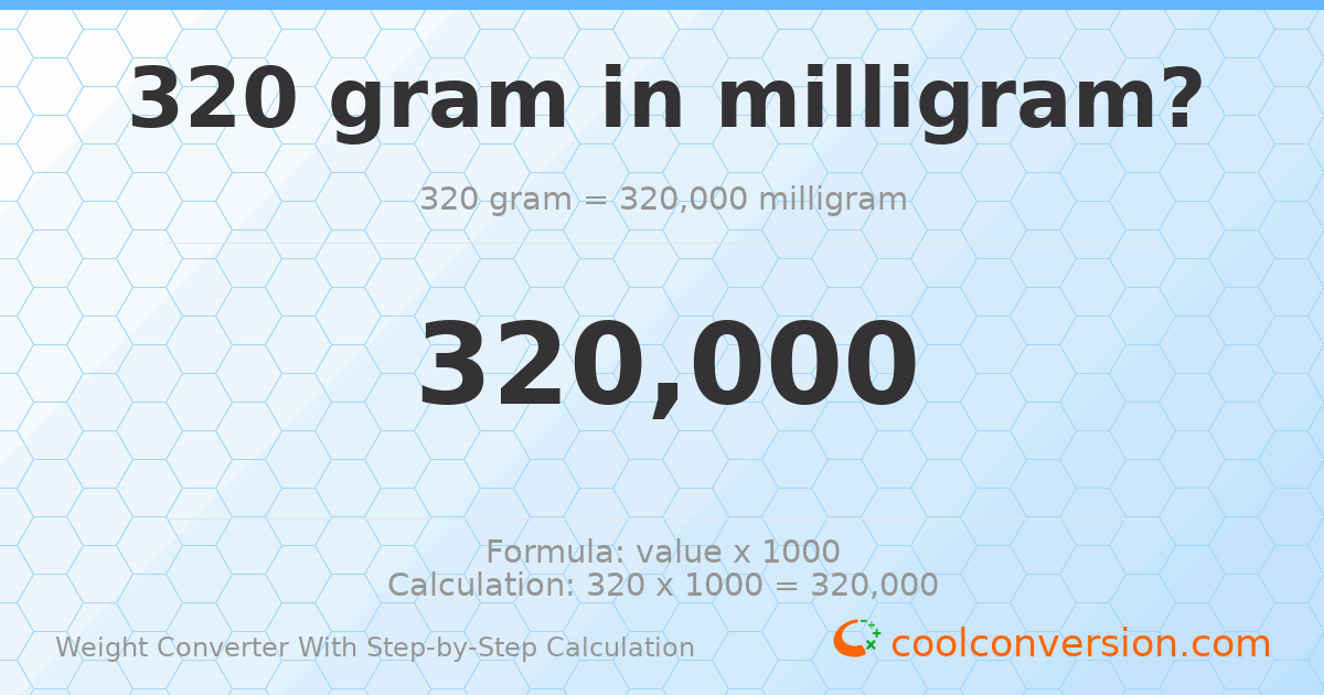320 grams = 320000 milligrams