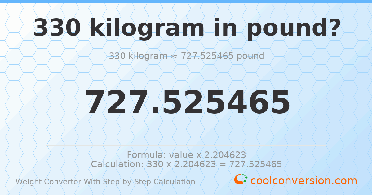 330 kilograms = 727.525 pounds