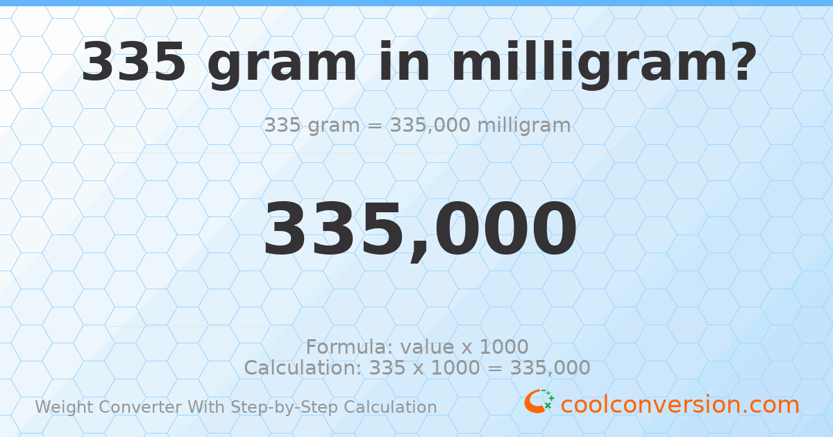 335 grams = 335000 milligrams