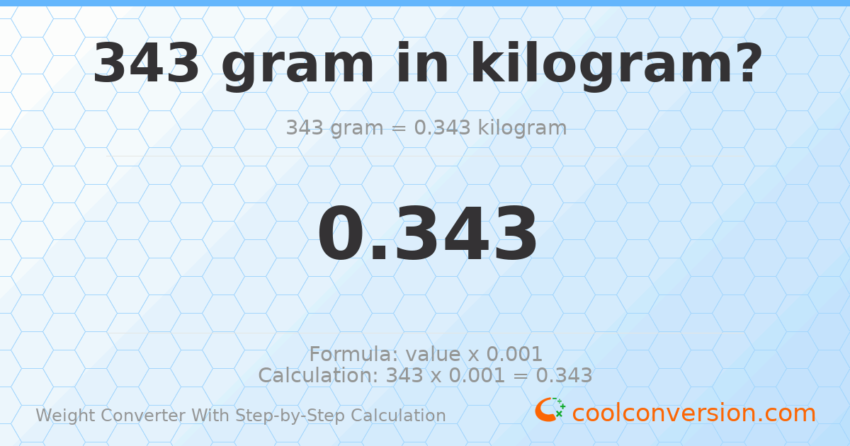 343 grams = 0.343 kilograms
