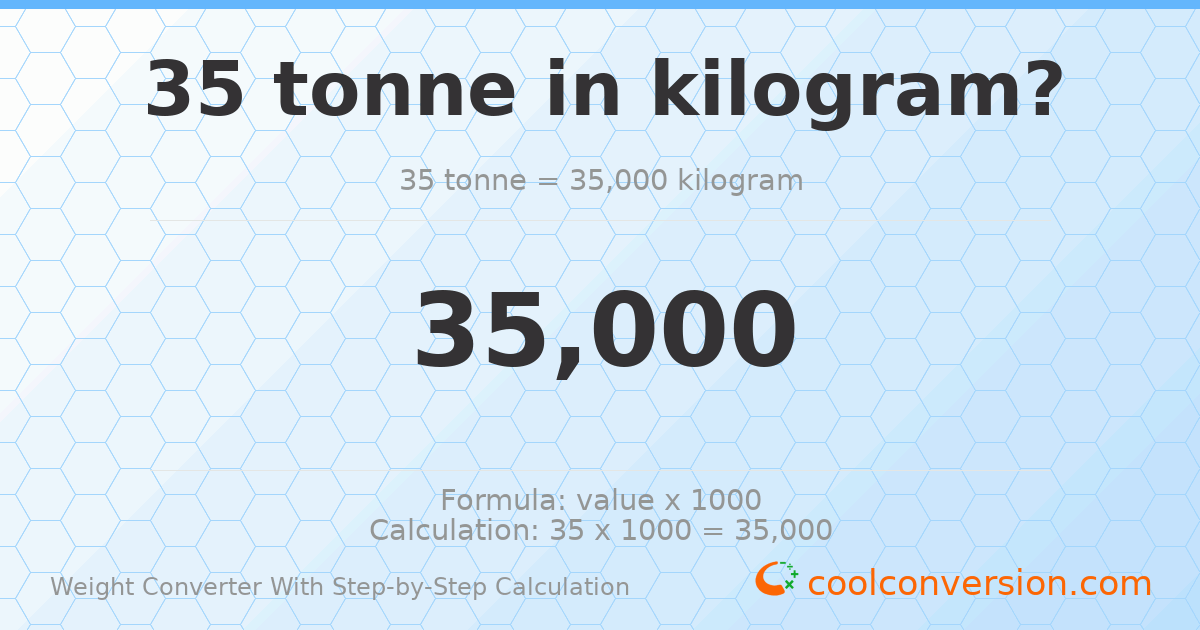 35 tonnes = 35000 kilograms